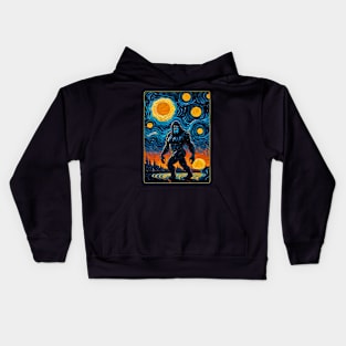 Bigfoot Starry Night Sasquatch Van Gogh Sky Painting Art Kids Hoodie